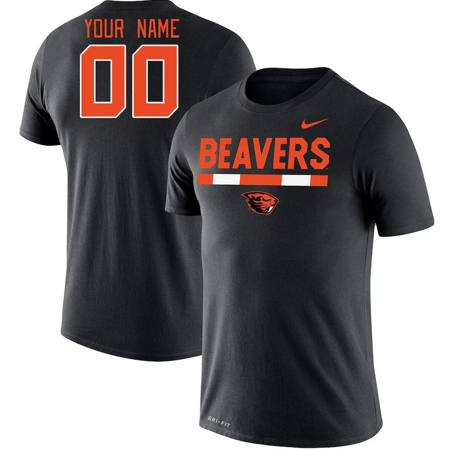 Custom Oregon State Beavers Name And Number College Tshirt-Black